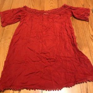 Orange off the shoulder dress